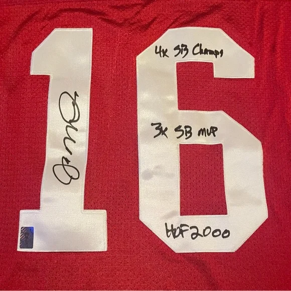 Rare Joe Montana San Francisco 49ers Autographed Jersey w/career highlights!
